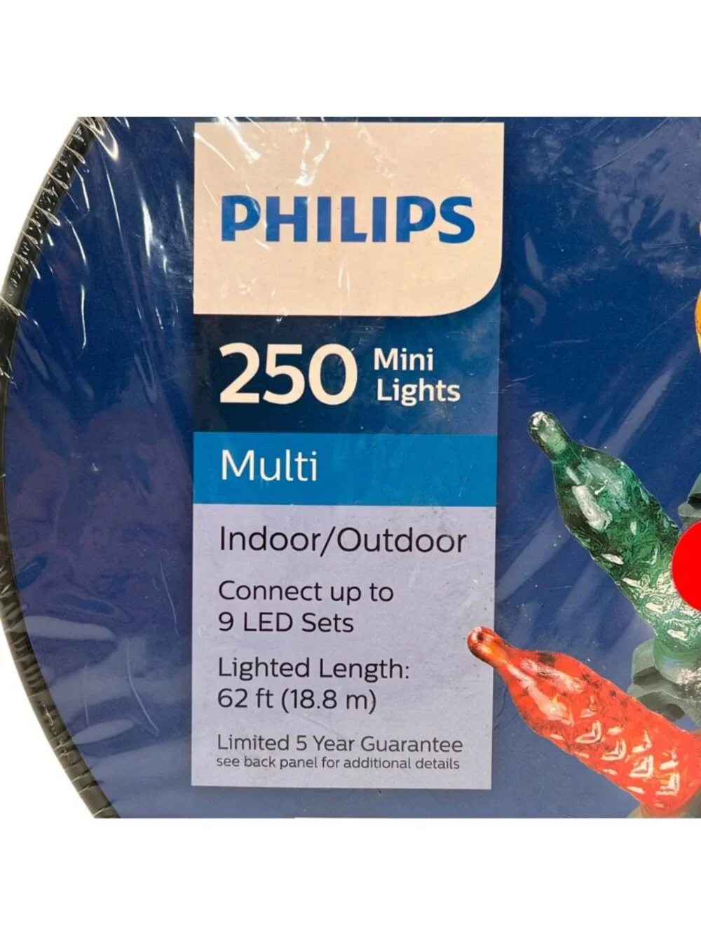 Philips 250 Mini LED Lights Multi-Color Indoor/Outdoor 62 Ft Easy Storage Spool